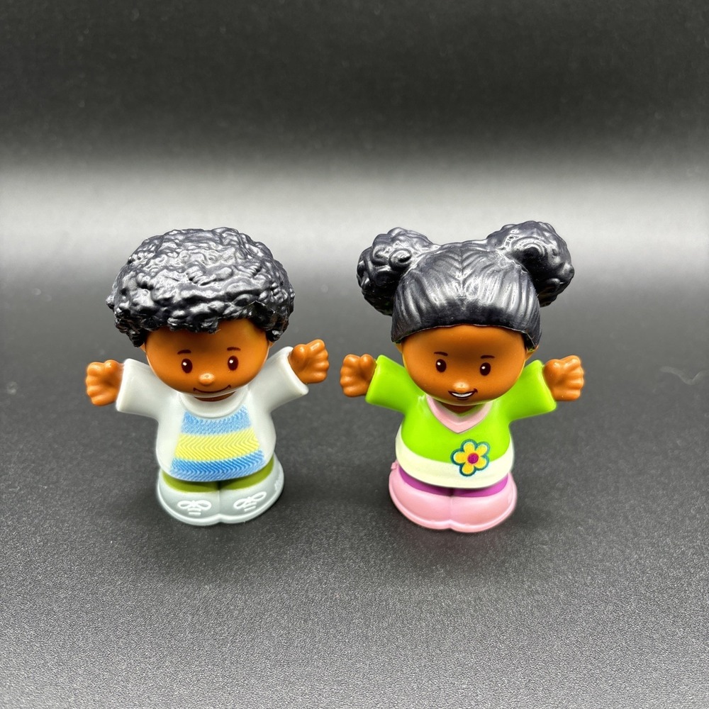 Fisher Price Little People African American Black Girl & Boy Flower‎ Shirt Tessa